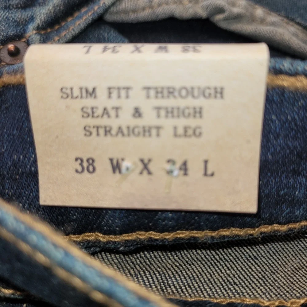 True Craft Men's Jeans 38x34 Slim‎ Fit Blue Denim Slim Fit Seat & Thigh NWT
